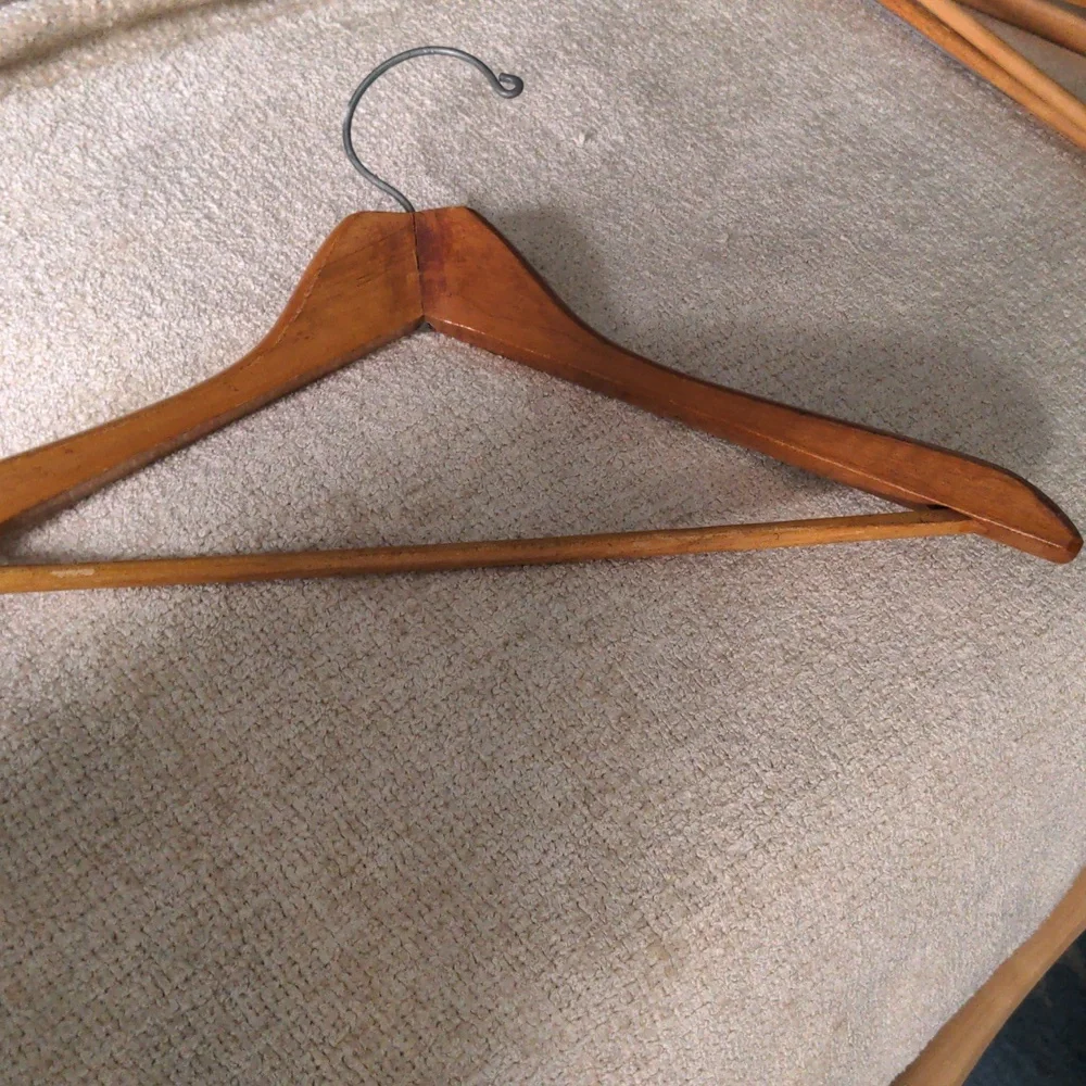 7 Vintage Wooden Hangers, Assorted & 6 Individual Hooks, New